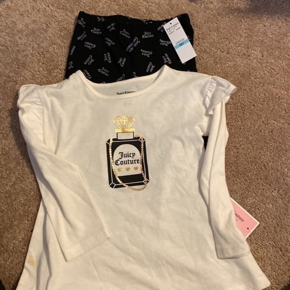 Juicy Couture Kids Off-white long sleeve blouse and black leggings